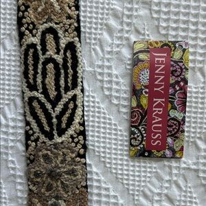 Jenny Krauss Black and Cream Embroidered Belt